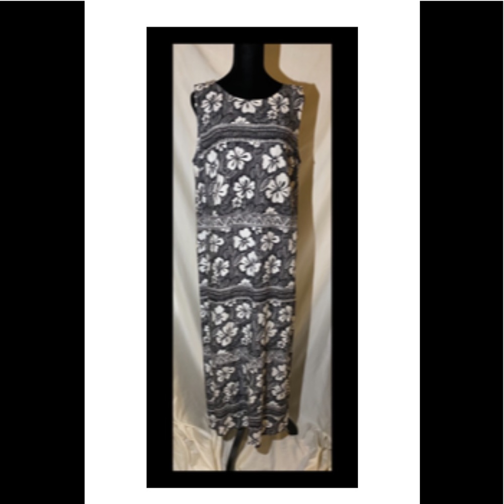 JM Collection black/white tropical dress